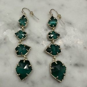Kendra Scott Linear Drop Earrings - Emerald Green